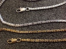 Collana reale quadrata 2x2 mm in argento - oro doppio - placcato oro bracciale reale