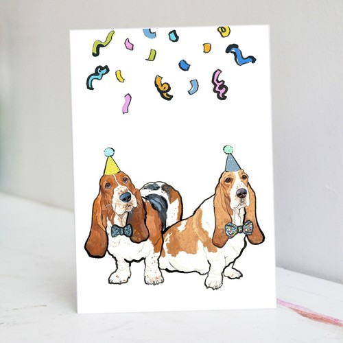Basset hound birthday card - basset,