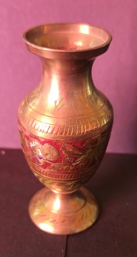 Vaso ottone incisioni e - ottone,