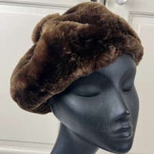 cappello invernale donna vintage vera pelliccia di pecora cappello marrone 55-57 cm