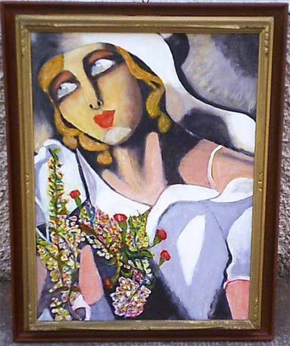 Donna con cappello fiori - donna, e