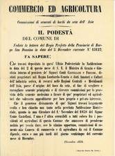 Manifesto, BORGO SAN DONNINO, Bachi da seta dell'Asia, 1858. Cm. 29x40