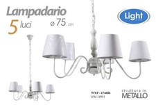 LAMPADARIO 5 LUCI Bracci METALLO provenzale design CLASSICO MODERNO COPPE TELA