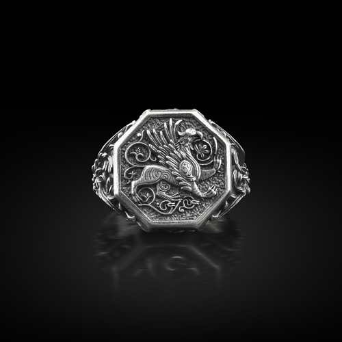 Anello con sigillo - , unico