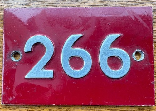 Vintage number plate 266 red - number,