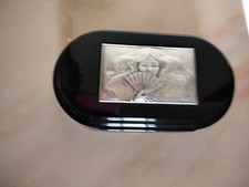 Portagioie Ovale  Acca Laccato Nero Velluto rosa Arg. Placca Castellani Nuovo 