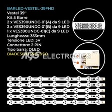 KIT 5 BARRE STRIP LED TV VESTEL VES400UNDS-01 VES400UNDS-02 TOSHIBA 40L3433DG