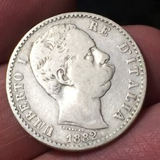 MONETA COIN REGNO D'ITALIA RE UMBERTO I° SAVOIA 2 LIRE 1882  ARGENTO