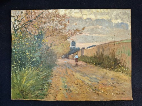 Dipinto olio tavola via - olio,