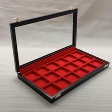 Wooden display with glass and