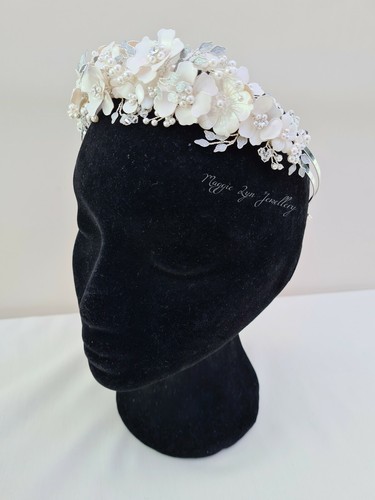 Tiara corona fiore - , bianco