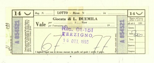 Cedola gioco del lotto - cedola,