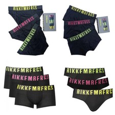 SLIP BOXER UOMO BIKKEMBERGS ELASTICO FLUO COTONE ELASTICIZZATO MUTANDE NERO 