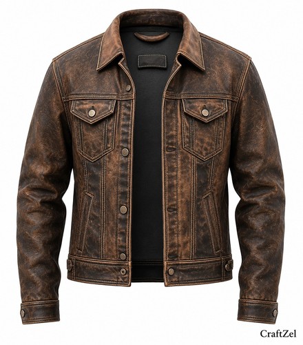Giacca pelle camionista - , uomo