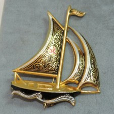 Spilla Vintage Spagnola In Damascene A Forma Di Veliero Ce 38