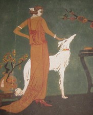 1930 circa Donna con Levriero - Tempera su cartoncino - Art Decò - firmato