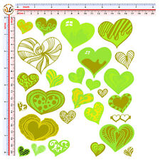 cuori verdi adesivi auto moto casco tuning sticker hearts green print pvc 27 pz.