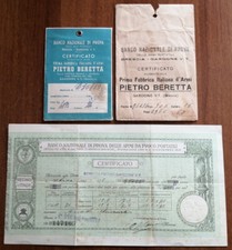 LOTTO DI N. 2 CERTIFICATI BERETTA COLLAUDO FUCILI (ANNO 1929)