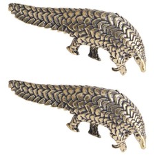  2 pezzi di statua di pangolino in ottone vintage, statuetta di pangolino in