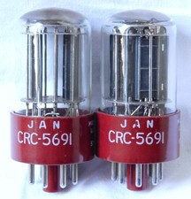 5691 JAN CRC RCA RED BASE • FSN-5960-188-6605  MIL SPEC • MATCHED TUBE PAIR NOS