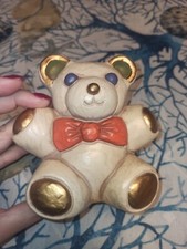 Thun Teddy Orso Orsetto Orsacchiotto Salvadanaio Papillon Rosso Vintage