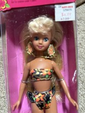 Nuova bambola vintage TROPICAL SPLASH SKIPPER 1994-NERO FLOREALE costume da bagno NRFB