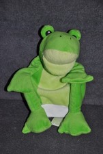 🍀Doudou Marionnette Grenouille EGMONT TOYS Vert Blanc Peluche Etat NEUF