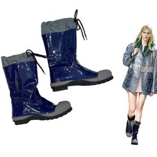 stivali miu miu blu vernice 38 8 italia anni 90 y2k prada smalto pioggia