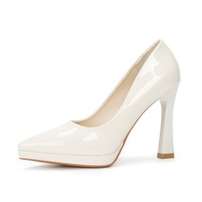Decolte Scarpe Tacco 10 cm Comodo Bianco Lucido Eleganti Pelle Sintetica 35266