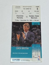 Biglietto Charlotte Hornets Golden State Warriors NBA Stub #4 11-20-92 Chris Mullin