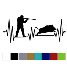 Adesivo sticker in vinile caccia cacciatore cinghiale 21 X 9 CM VARI COLORI