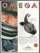 MICHAEL SCHUMACHER OMEGA Pubblicità 1996 OROLOGIO SPEEDMASTER AUTOMATIC 1 pagina