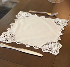Handmade 100% Cotton Crochet Lace Knitted Placemat Table Linen Centre Doilie