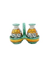 Porta Sale e Pepe con Ampolle Coordinate in Ceramica di Vietri Made in Italy