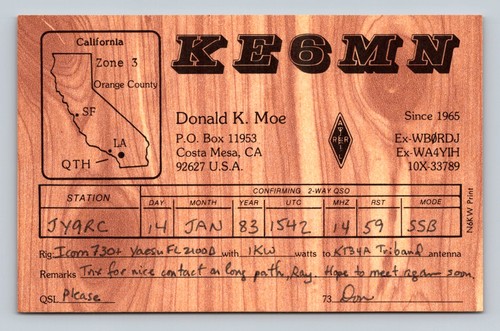 Radioamatore qsl ke6mn - qsl,