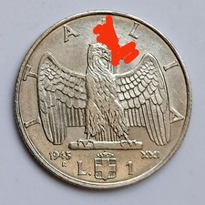 1 Lira 1943 Impero QFDC Rara- Vittorio Emanuele III- Regno D'Italia