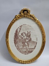 Stampa Antica Angelo Musicante di BARTOLOZZI Cornice Ovale Stile Luigi XVI Retrò