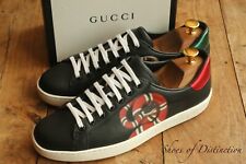 Gucci Ace Kingsnake scarpe da ginnastica nere in pelle sneakers uomo UK 6 US 7 EU 40