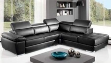 divano letto 3 posti estraibile, angolare in ecopelle nero.