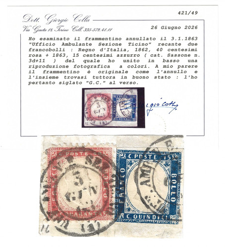 1863 regno italia frammento - 1863, d'italia