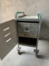 Carrello Industriale Anni ‘70 Ferro Massiccio 3 Cassetti Ruote Mobile Officina