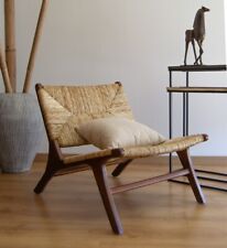 POLTRONA ETNICA VINTAGE LIVING ANNI 50 TEAK BASSA BOHO CHIC cm 60 x 88 H65