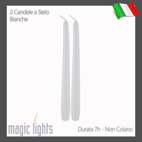 Candele bianche stelo 2pz - candele,