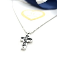 Collana uomo acciaio crocifisso croce zirconi