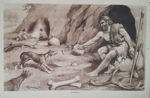Cave man dog - cave, poster
