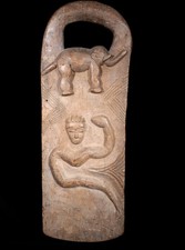 Arte Africano - Antica Tavola O Lavastoviglie Biancheria IN Legno Baule Akan -