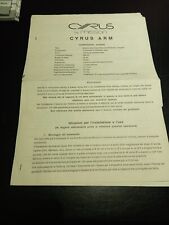 MANUALE / ISTRUZIONI ORIGINALE CYRUS ARM BY MISSION BRACCIO DRITTO