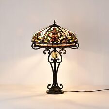 Lampada da tavolo grande stile Tiffany in vero vetro colorato fatta a mano larghezza 16"