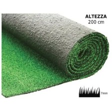 rotolo 2 x 25 m TAPPETO PRATO SINTETICO ERBA SINTETICA 7mm h.2 mt VERDE h.200 cm