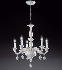 Lampadario classico lusso ceramica bassano bianco a 5 luci luxury r013